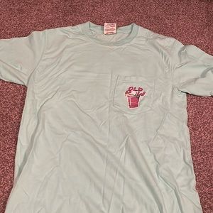 Green/blue old row tee